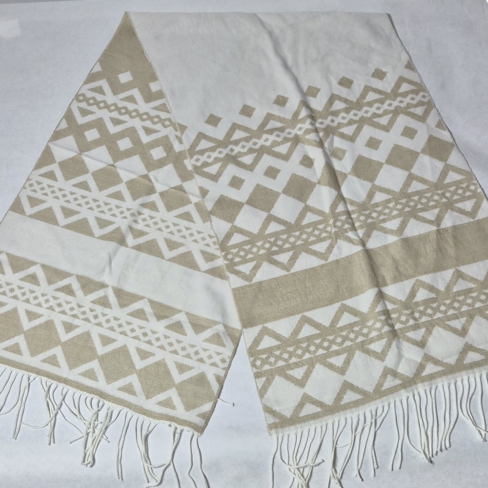 Calvin Klein Beige and White Scarf